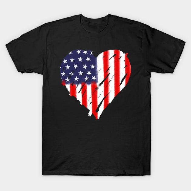 American Flag Heart Abstract 4th Of July Gift T-Shirt by teeleoshirts